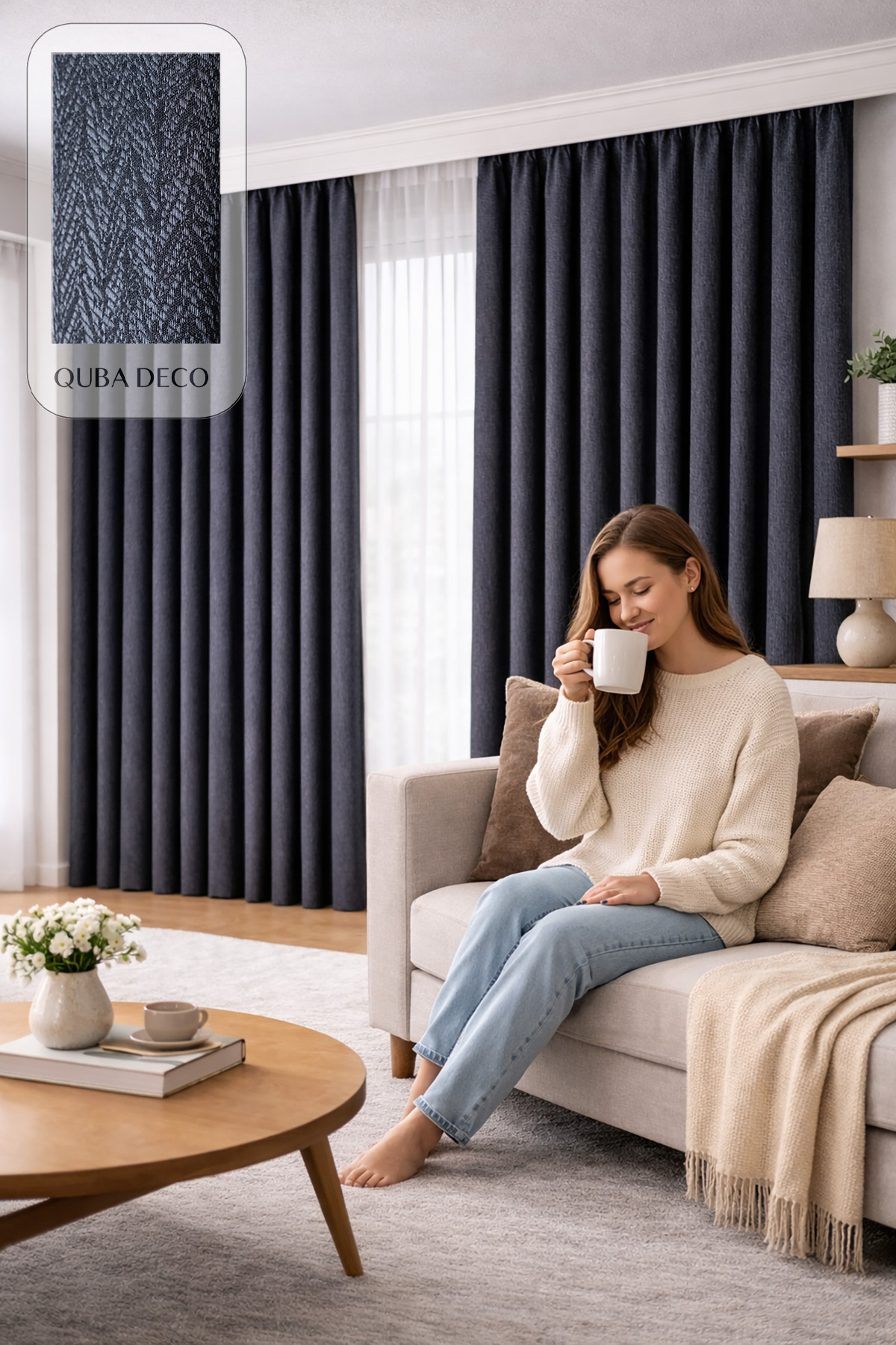 Herringbone Textured Premium Jacquard Backdrop Curtain Living Room Living Room Bedroom Children's Room