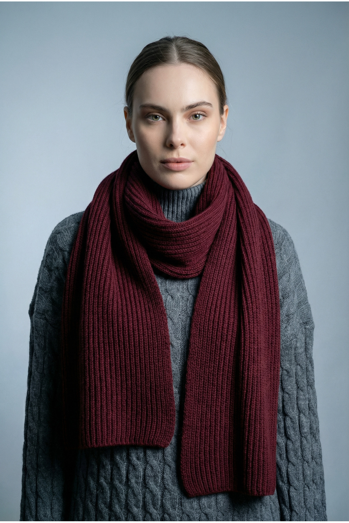 Shophia Kadın Triko Örgü Atkı - Bordo