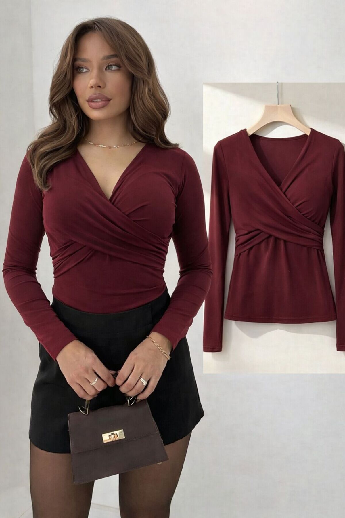 peri tower NOV PROIZVOD Ženska bluza sa prednjim križnim detaljima, V-izrezom...