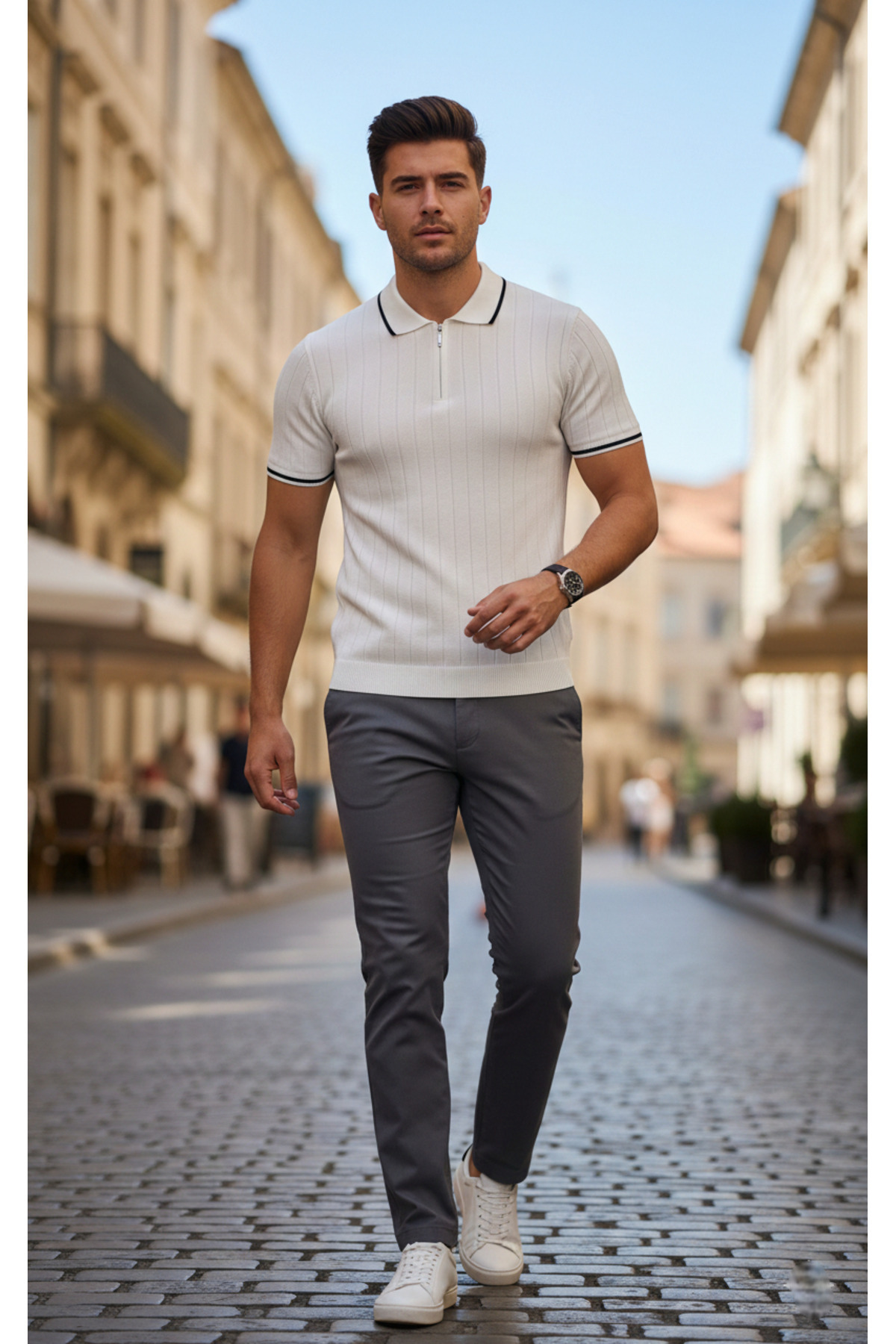 legends butik  Erkek Fitilli Triko Polo Yaka Tişört 3’lü Set – Terletmeyen Pamuklu Yazlık Likralı - Görsel 3