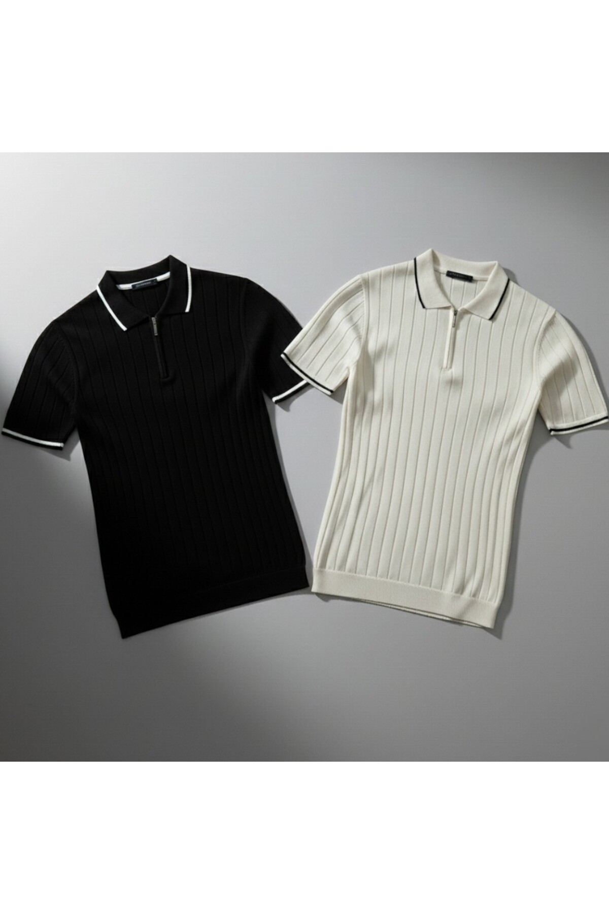 Erkek Fitilli Triko Polo Yaka Tişört 3’lü Set – Terletmeyen Pamuklu Yazlık Likralı