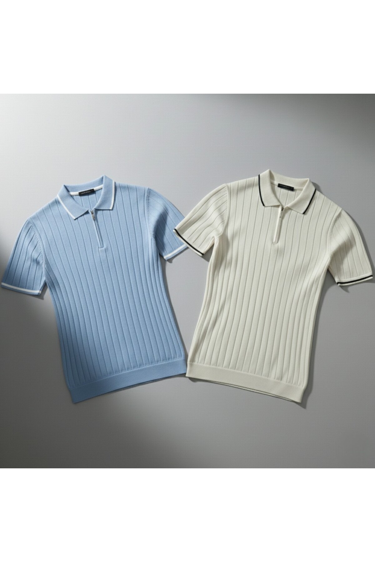 Erkek Fitilli Triko Polo Yaka Tişört 3’lü Set – Terletmeyen Pamuklu Yazlık Likralı