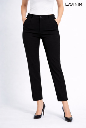 LAVİNİM Kadın Yüksek Bel Dar Paça Bilek Boy Palazzo Pantolon