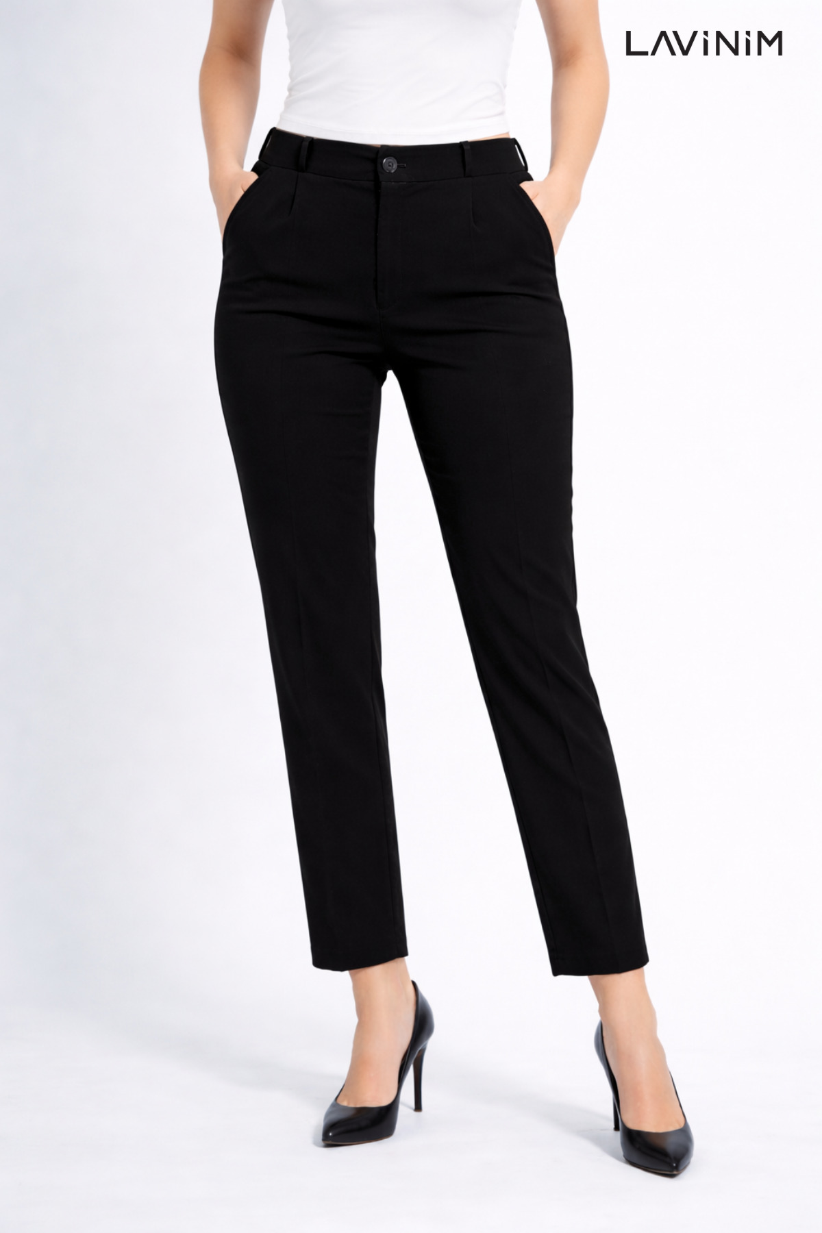 LAVİNİM  Kadın Yüksek Bel Dar Paça Bilek Boy Palazzo Pantolon