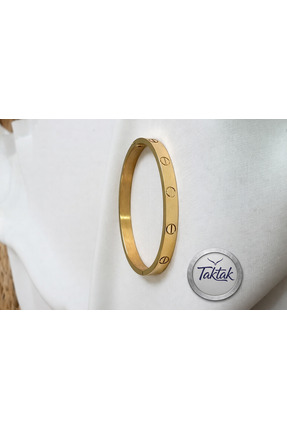 TakTak Unisex Alaşım Kelepçe Bileklik Altın