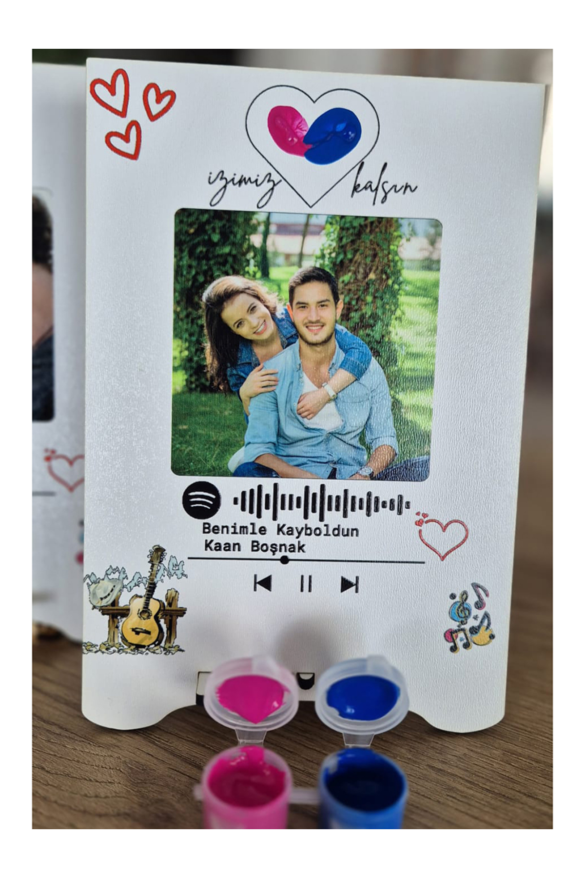 Kişiye Özel Fotoğraflı Spotify Barkodlu Plaka Ve Parmak İzi Boyalı Çerçeve Seti - İzimiz Kalsın 5