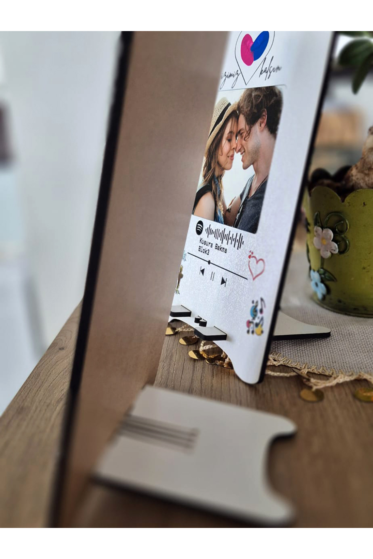 Kişiye Özel Fotoğraflı Spotify Barkodlu Plaka Ve Parmak İzi Boyalı Çerçeve Seti - İzimiz Kalsın 8