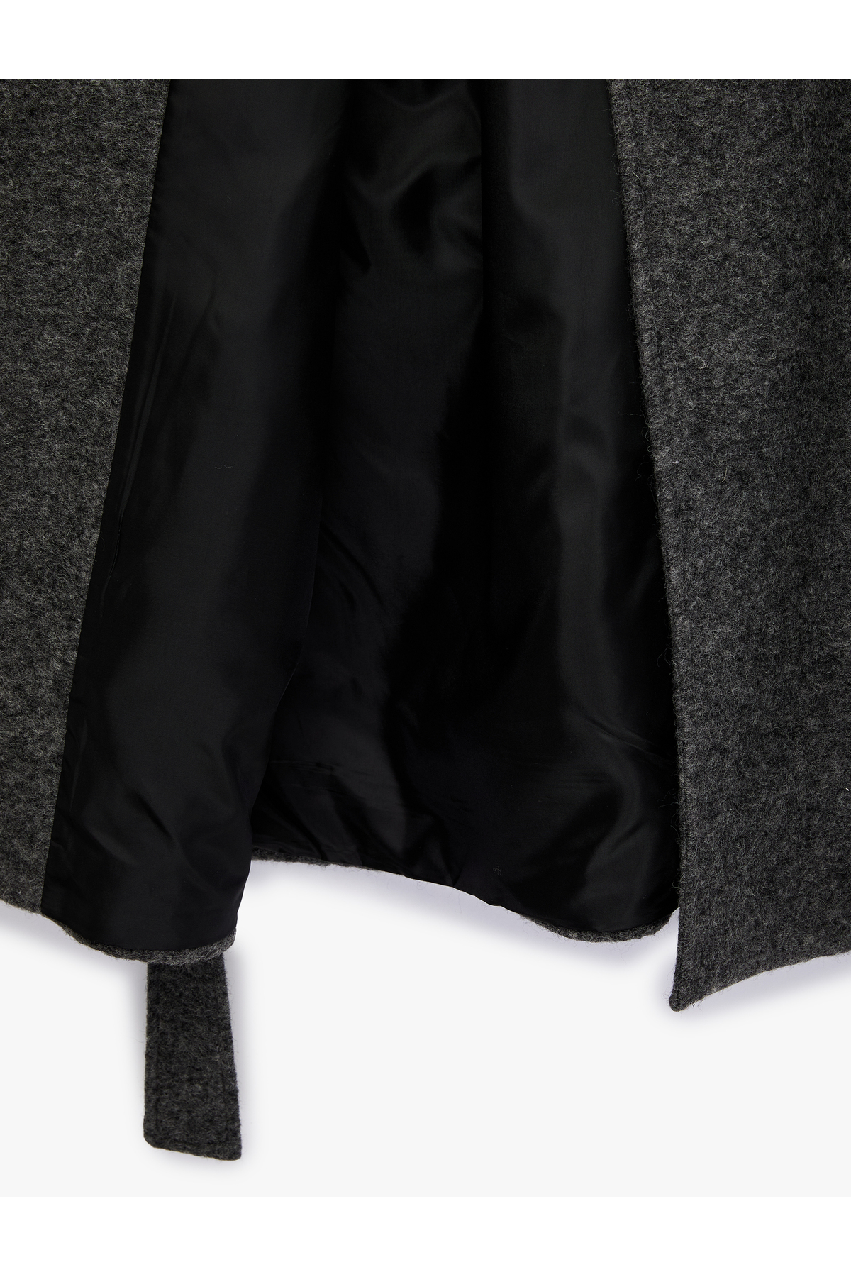 Koton  Alpaka Yün Karışımlı Uzun Kollu Cepli Kemerli Buklet Kaban - Görsel 4