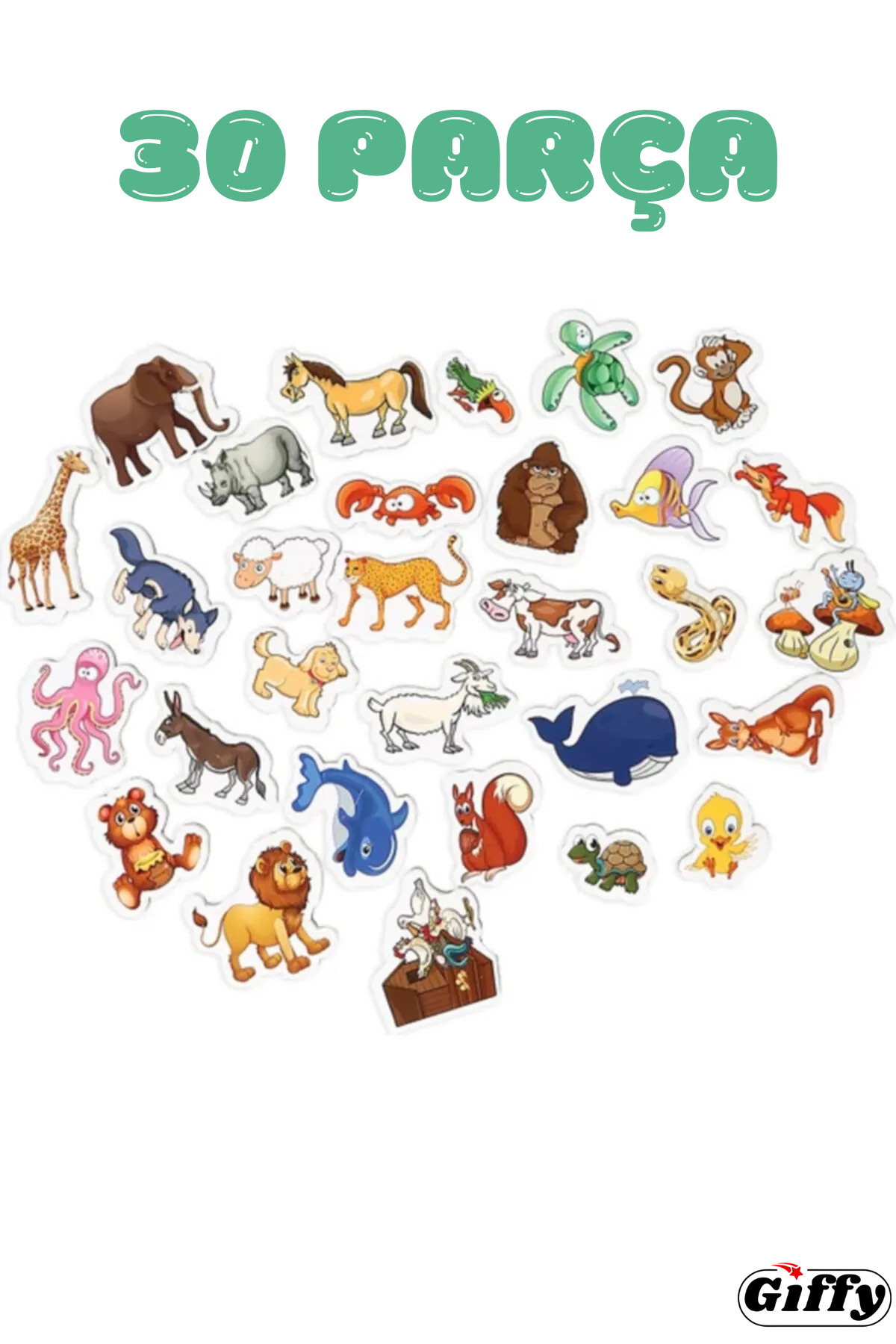 giffy Oyuncak Manyetik Mıknatıslı 30 Parça Hayvanlar ve 26 Parça Sebze Meyveler Eğitici Set Magnet fotoğrafı 3 (önizleme)