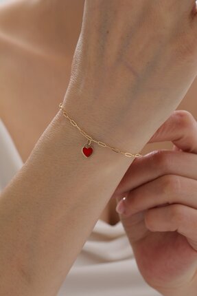 Yavuz Kuyumculuk 14 Ayar Altın Ataş Zincir Kalp Bileklik