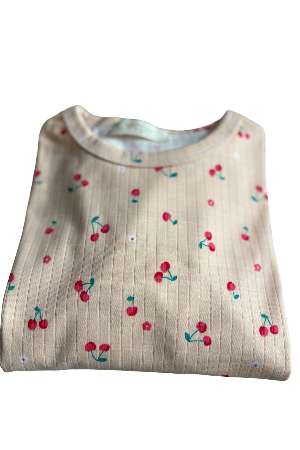 mışıl mışıl kids Kız Çocuk Mini Kiraz Desenli Pamuklu Pijama Takımı fotoğrafı 3 (önizleme)