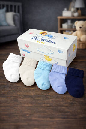 Apptakı Organik Pamuk Unisex Bebek Çorap 5’li Set Yeni Doğan & 0-12 Ay Kutulu...