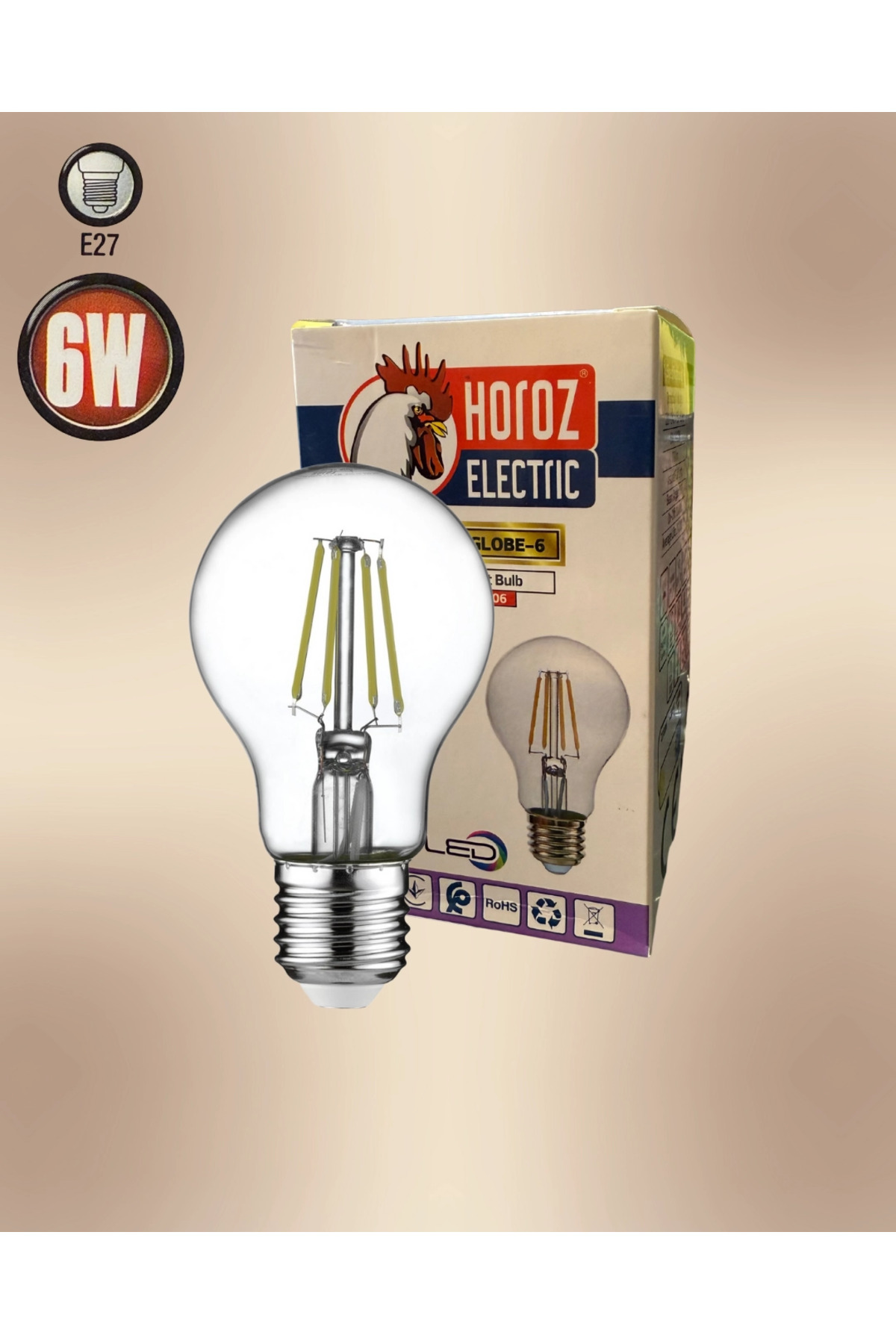 Horoz 001-015-0006 6W Led Filament Ampul Beyaz Işık - Fiyatı