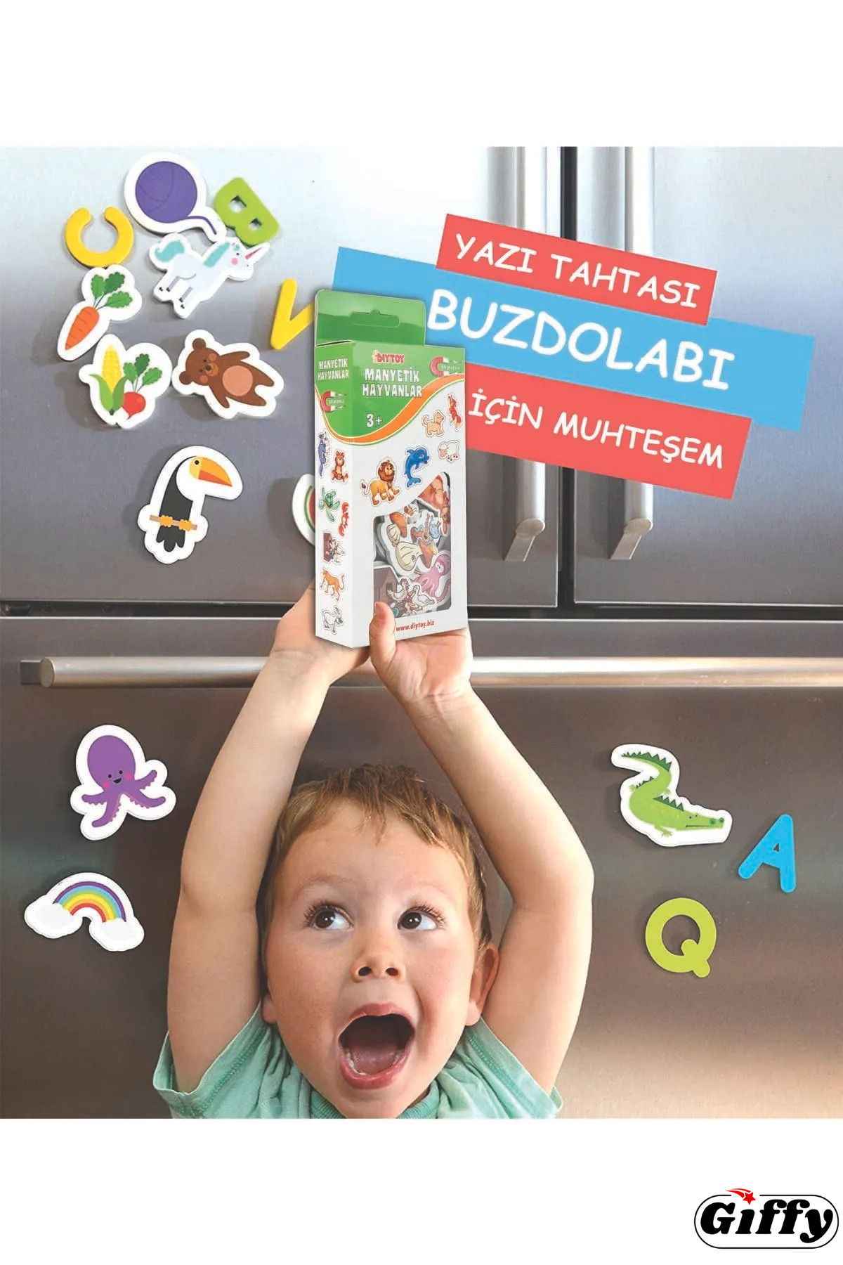 giffy Oyuncak Manyetik Mıknatıslı 30 Parça Hayvanlar ve 26 Parça Sebze Meyveler Eğitici Set Magnet fotoğrafı 2 (önizleme)