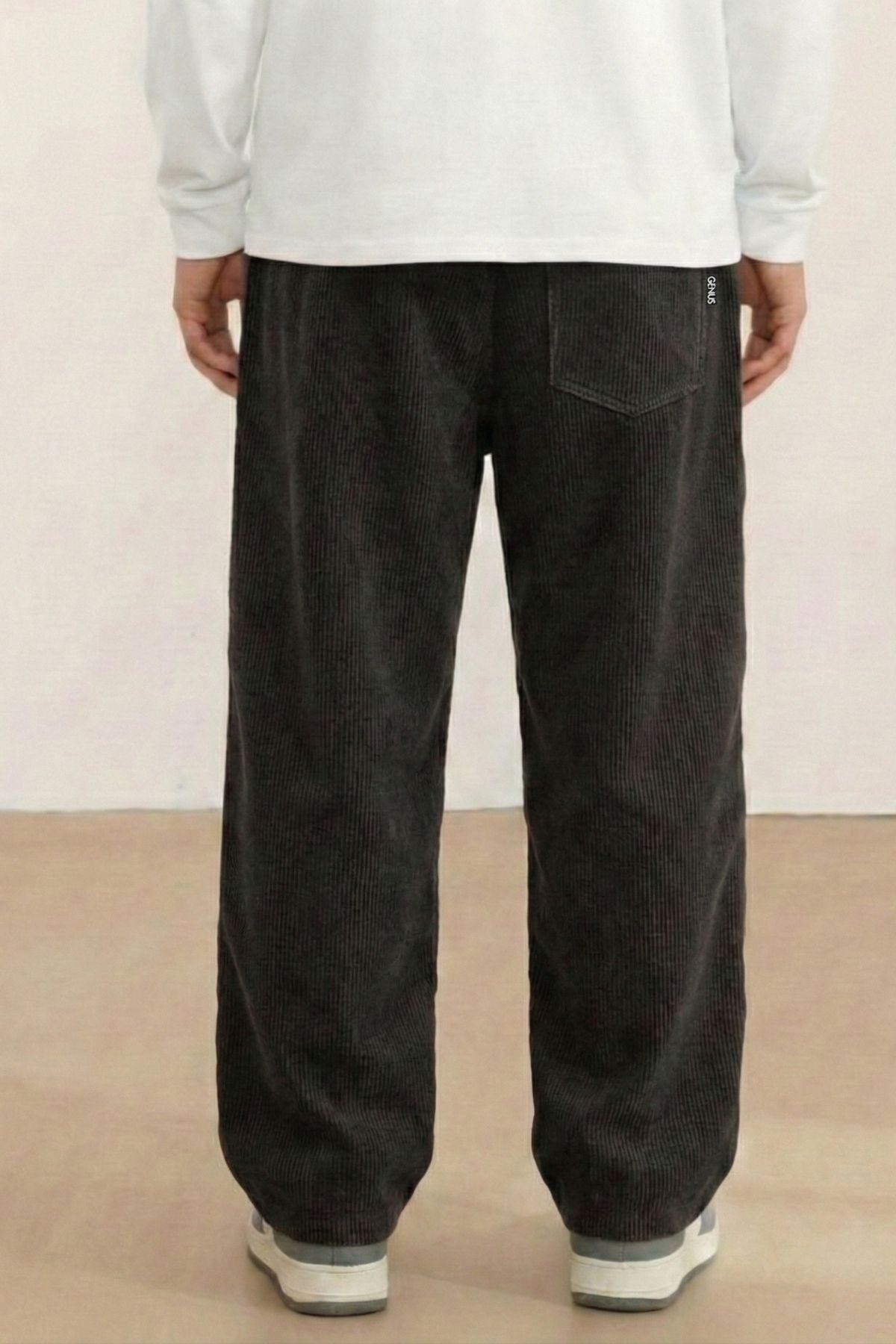 GENIUS STORE  GENIUS Erkek Pantolon Fitilli Kadife Bol Paça Oversize Pantolon - Görsel 2