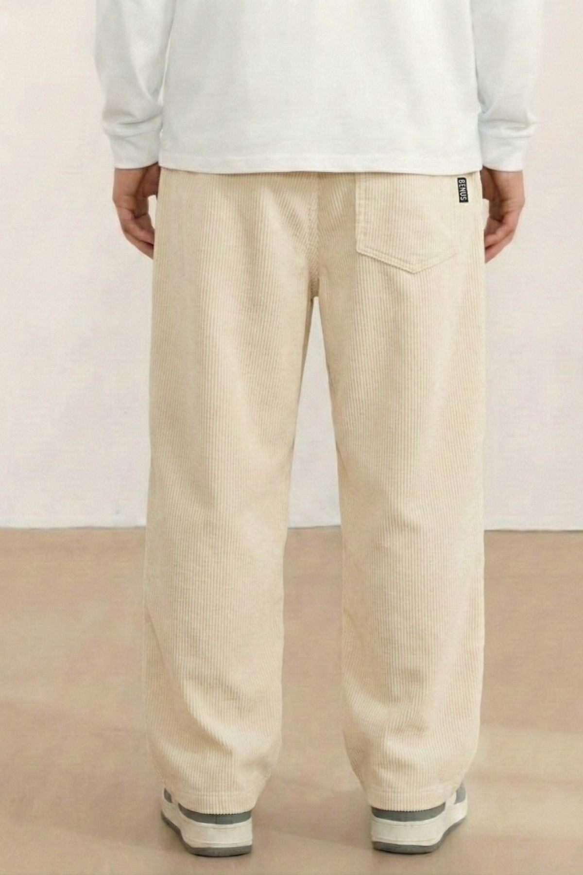 GENIUS STORE  GENIUS Erkek Pantolon Fitilli Kadife Bol Paça Oversize Pantolon - Görsel 2