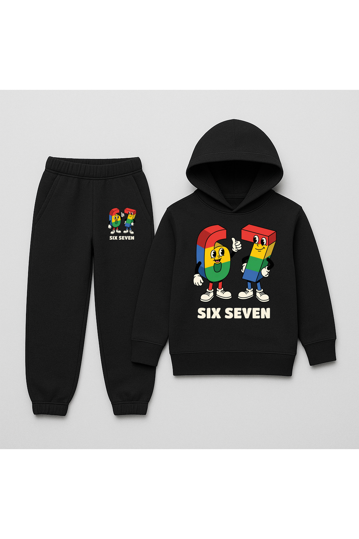 Six SEVEN PRINTED CHILDREN 'S TRACKSUIT, 67 DESIGN hoodie 2 piece set