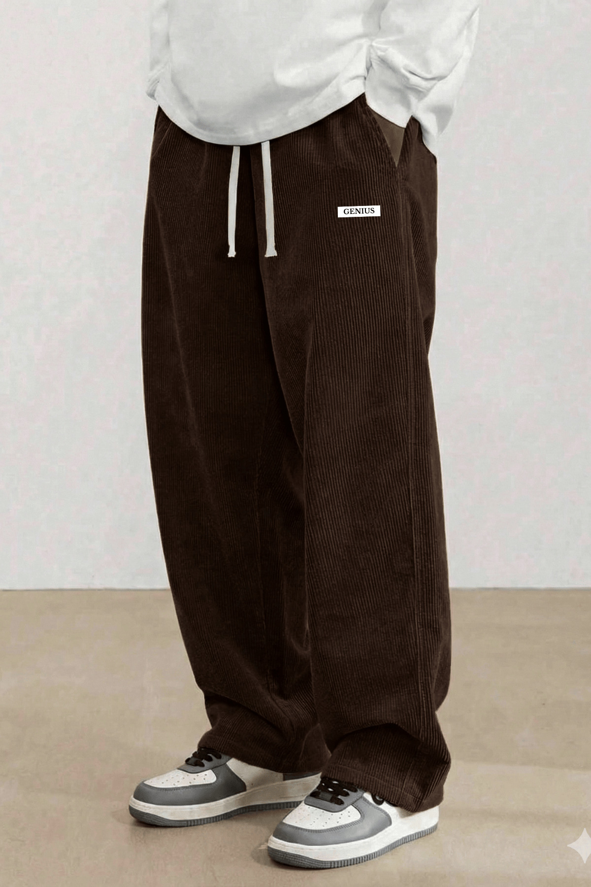 GENIUS STORE  GENIUS Erkek Pantolon Fitilli Kadife Bol Paça Oversize Pantolon