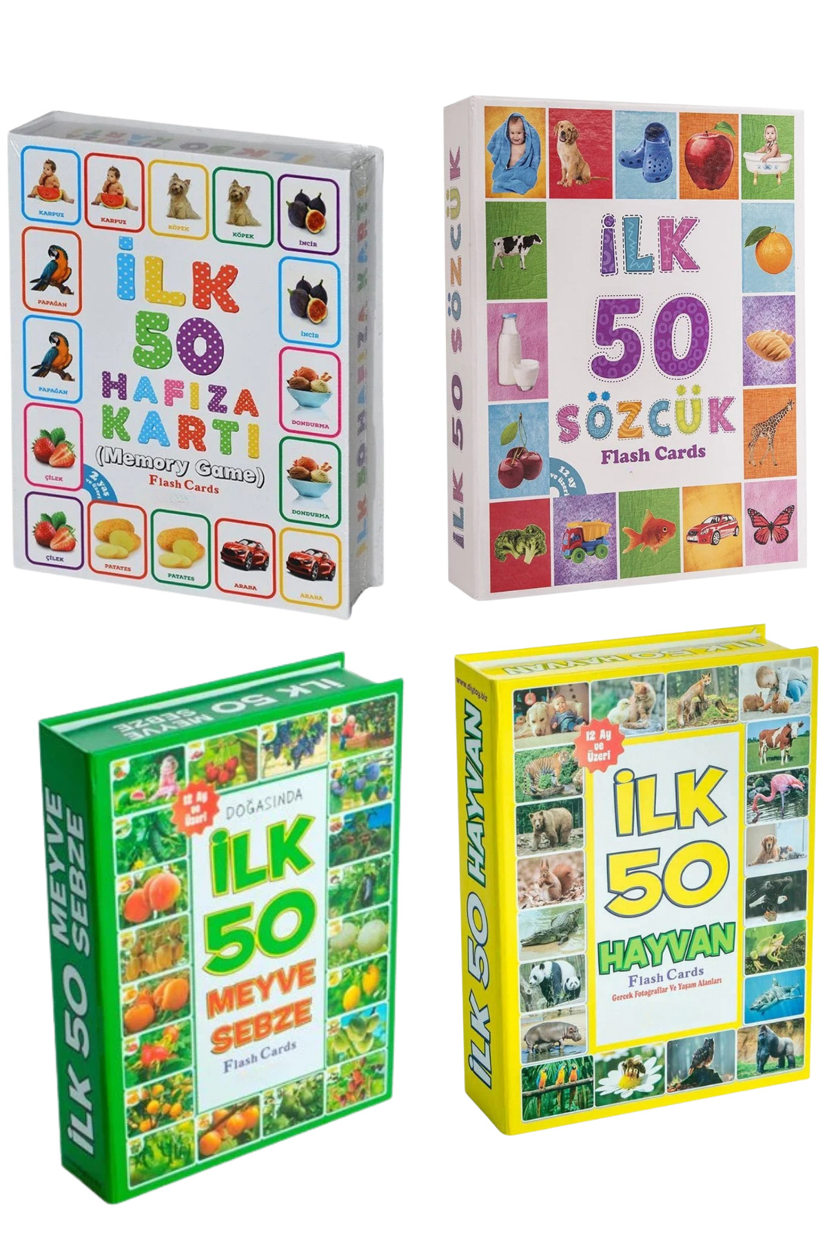 giffy Oyuncak Minik Bebeğimin İlk 50 Hafıza - Sözcük - Meyve Sebze - Hayvan - Eğitici Zeka Flash Kart Set fotoğrafı 2 (önizleme)