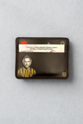 Manerro Sarı Lacivert Taraftar Temalı Hakiki Deri Cüzdan & Kartlık