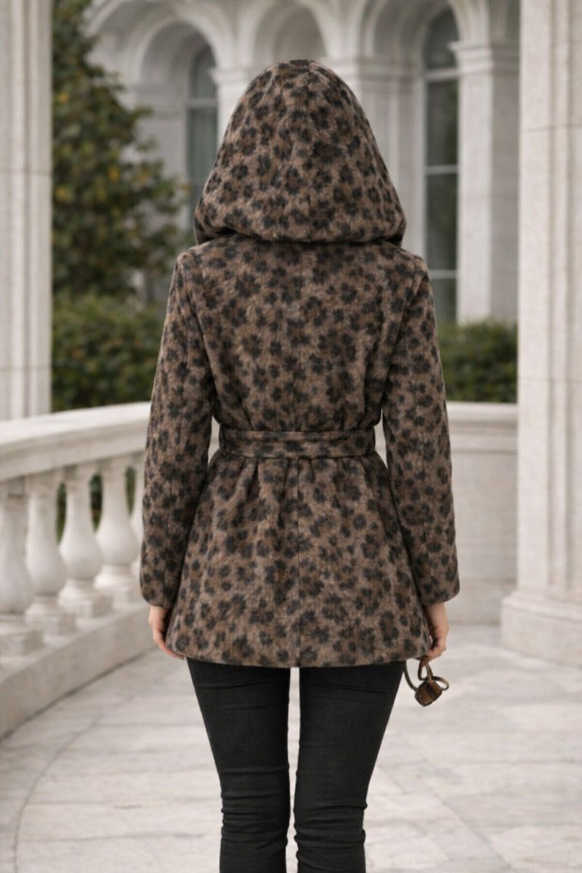 Kureyzibies  Kadın Kase Kaban Kapusonlu OVERSİZE - Görsel 3