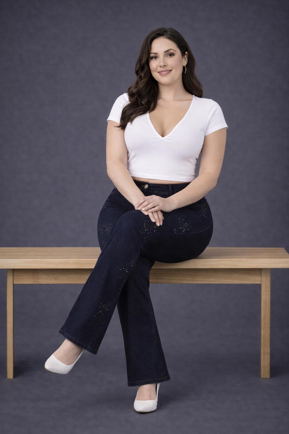 EYLÜLXXL  İSPANYOL PAÇA BÜYÜK BEDEN JEANS PANTOLON - Görsel 5