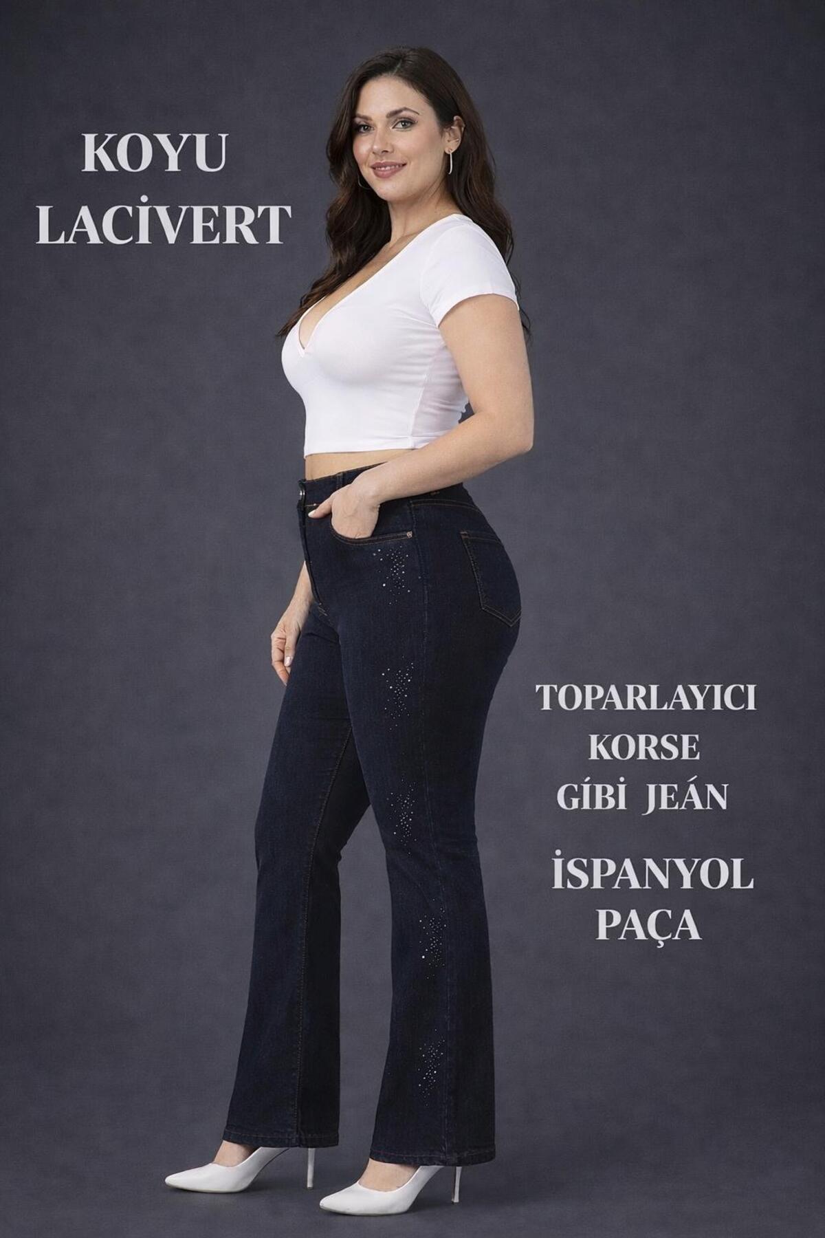 EYLÜLXXL  İSPANYOL PAÇA BÜYÜK BEDEN JEANS PANTOLON