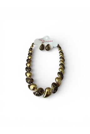ZARAFET Leopar set kolye küpe