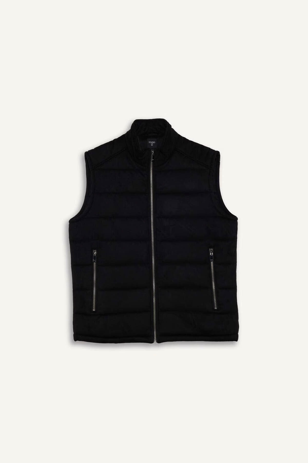 DeFacto Ultra Yumuşak Slim Fit Dik Yaka Astarlı Süet Yelek F7753AX26SP görsel 4