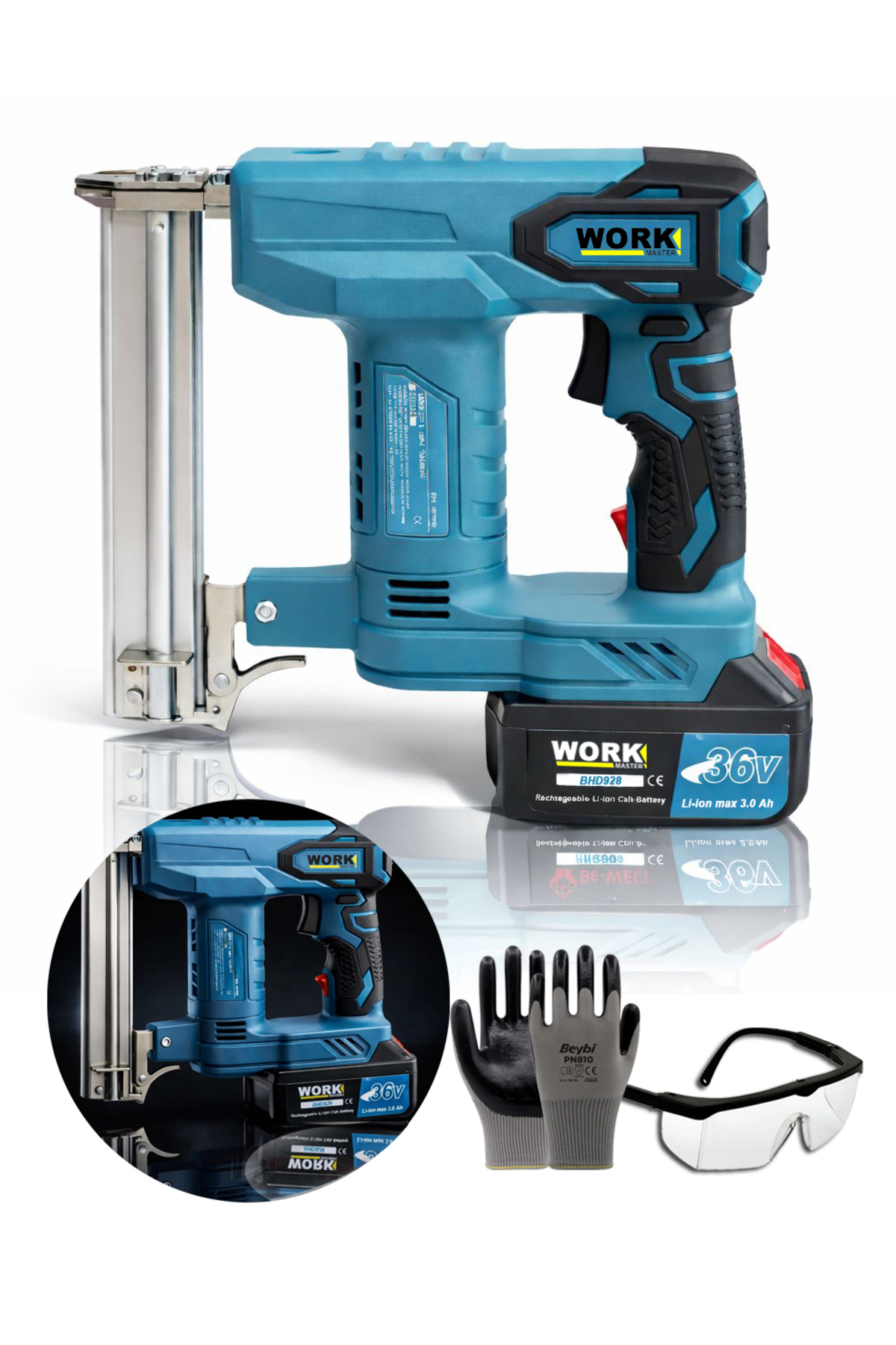 WORKMASTER BHD928 36V Kömürsüz Akülü Çivi & Zımba Tabancası