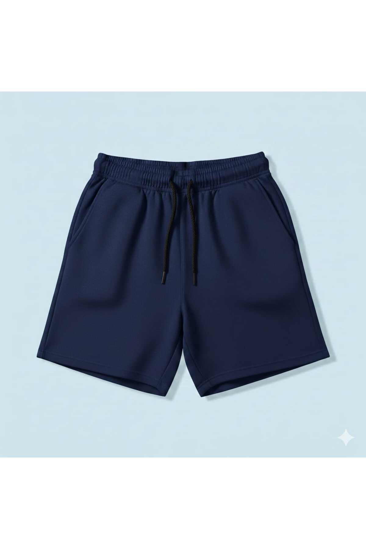 NETTENSTORE  ERKEK ŞORT LACİVERT RENK BERMUDA CEPLİ RAHAT KUMAŞ