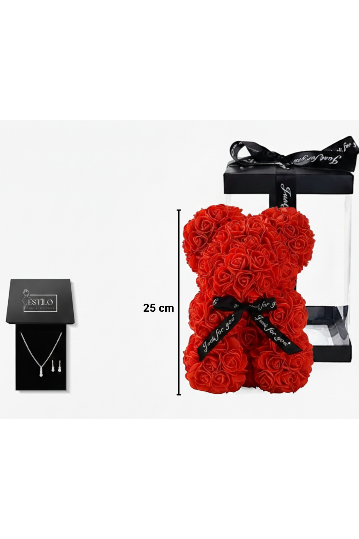 Sevgililer Günü Özel Teddy Ayıcıklı Süpriz Hediye Kutusu Kristal Takı Seti, Lüks Hediye Kutusu