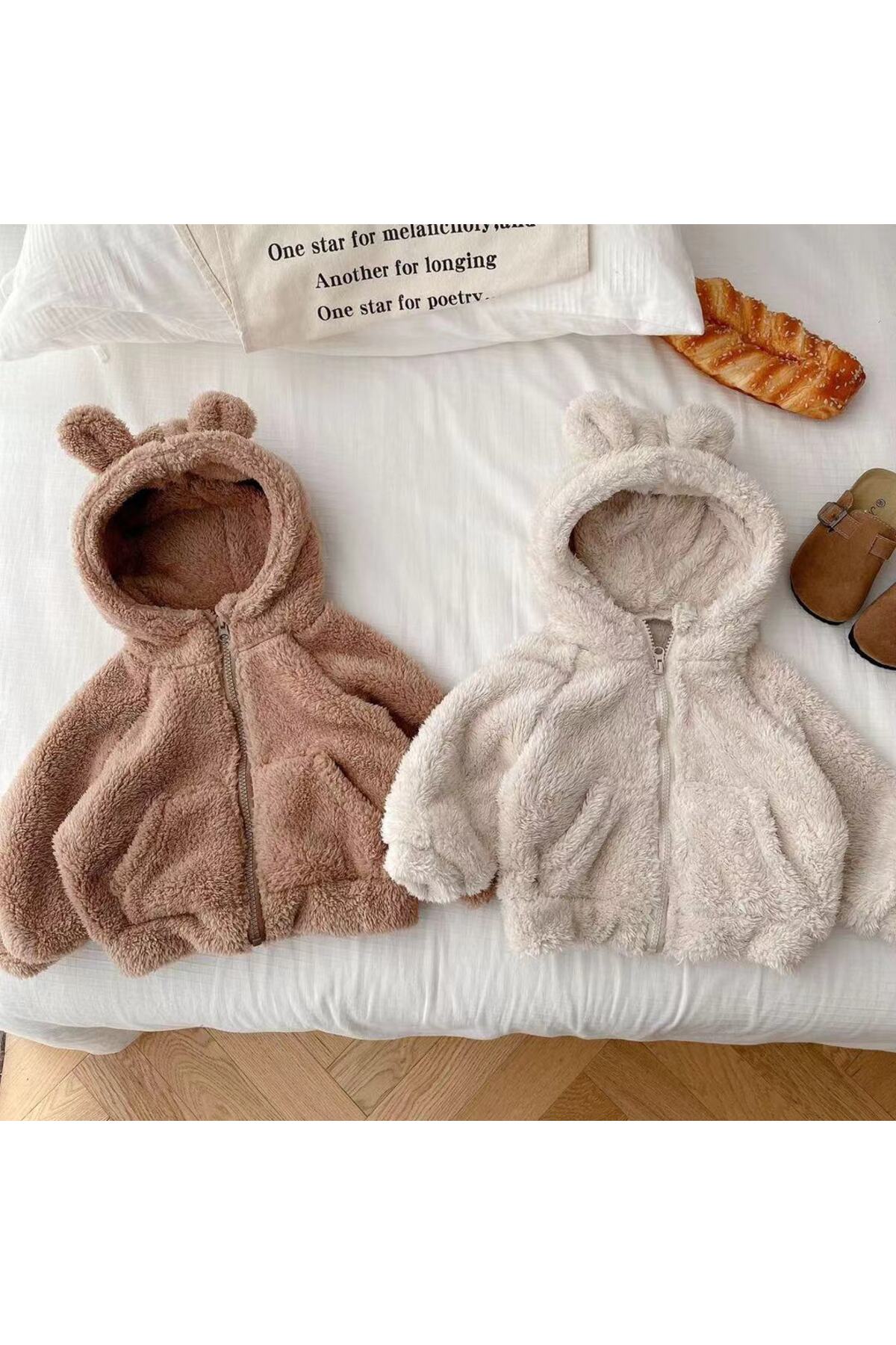 melisam.msg Bebek Kız Erkek Çocuk Pelüş Mont Kış Mevsimlik Kadife Astar Sevimli Kumaş fotoğrafı 4 (önizleme)