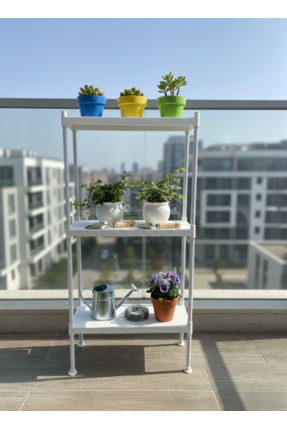 Lider Tunç TUNİVA LUNA SOFT 3 Katlı Dekoratif Saksı Standı - %100 Suya Dayanı...