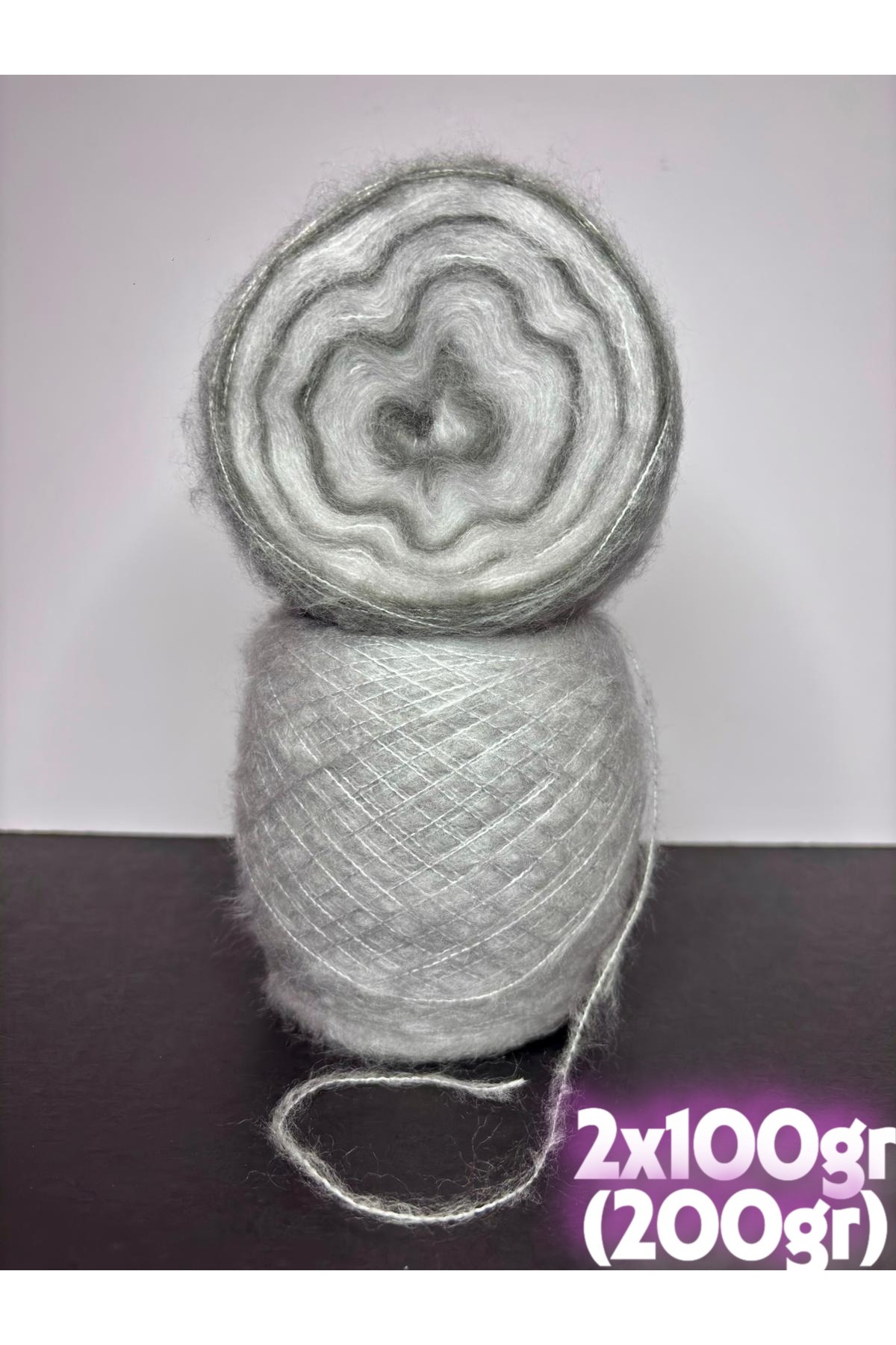 Light gray, dark gray fine cake elite moher knit rope 200gr