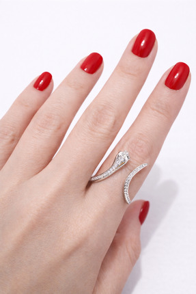 Giz Gümüş Rodyum Kaplama Zirkonyum Taşlı Yılan Gümüş Yüzük