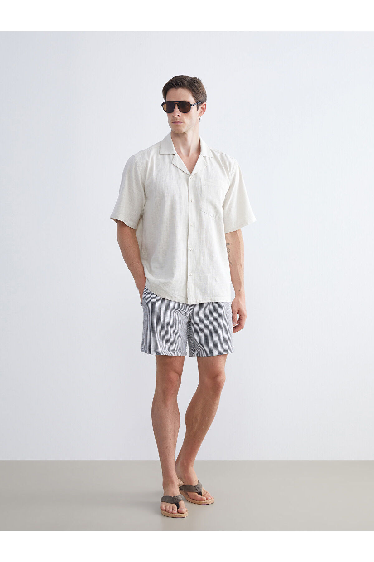 LC Waikiki Vizyon New Season Short Length Striped Men's Swim Shorts