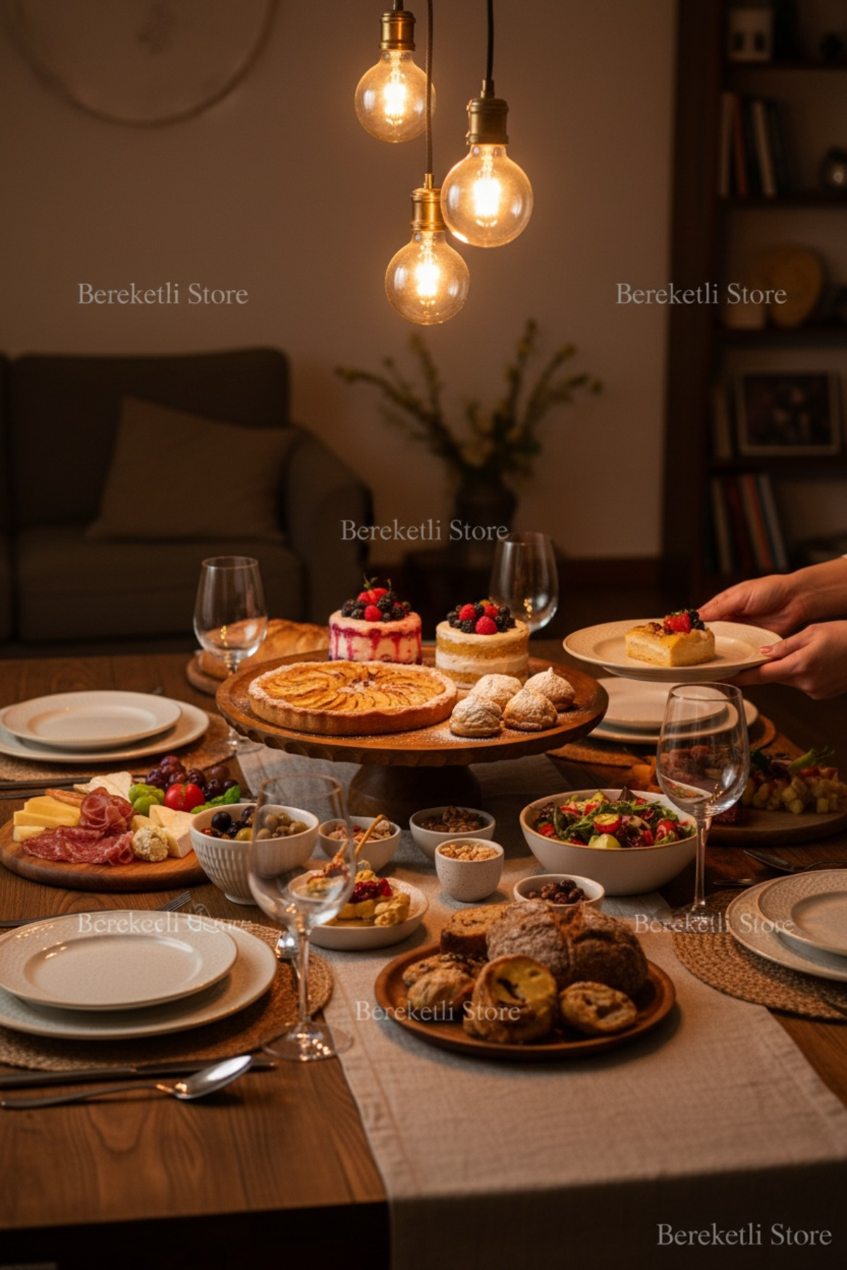 Akasya Sunumluk | Doğal Ahşap Ayaklı Pasta ve Peynir Sunum Standı