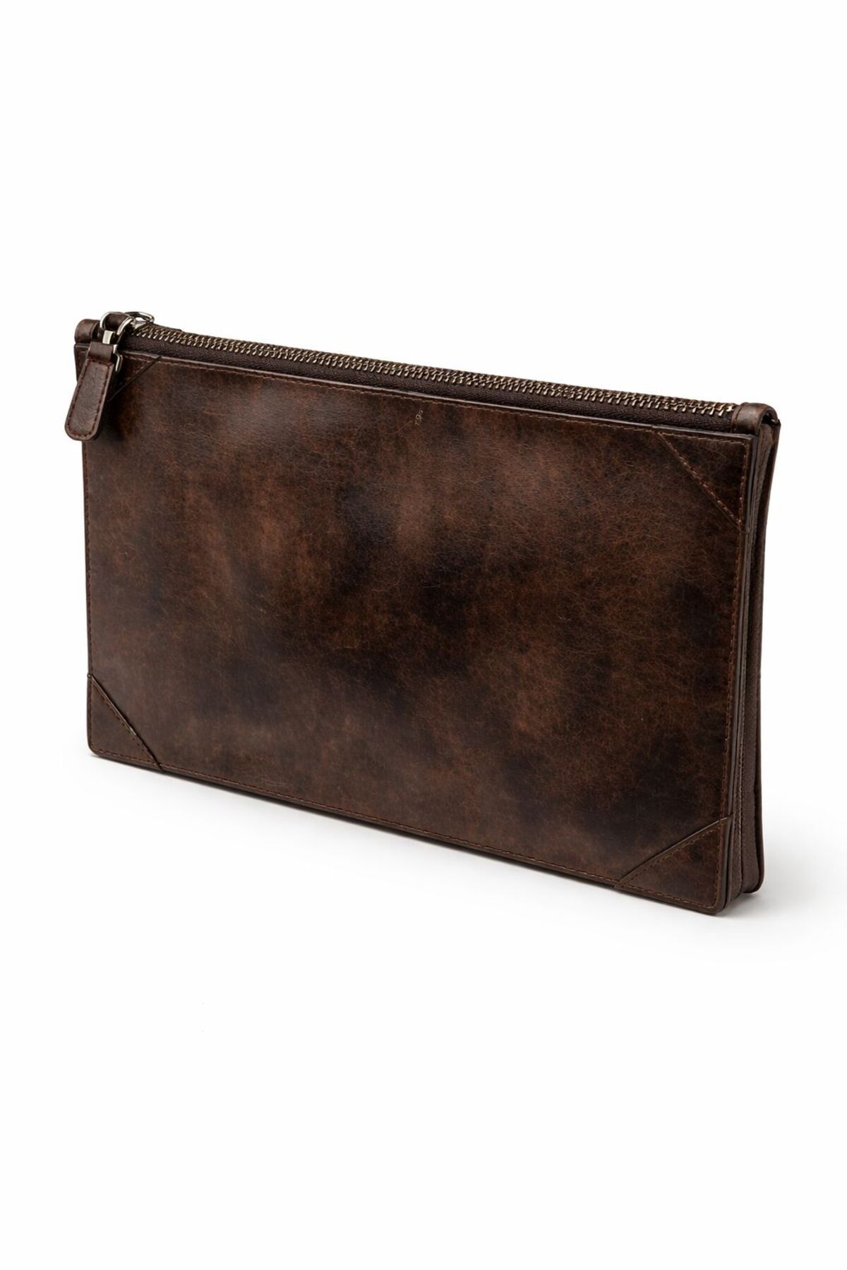 ÖzkanAccessory Noctra Kahverengi Deri Clutch, Kartlıklı, Telefon Bölmeli, Fermuarlı İç Cepli Unisex El Çantası görsel 2