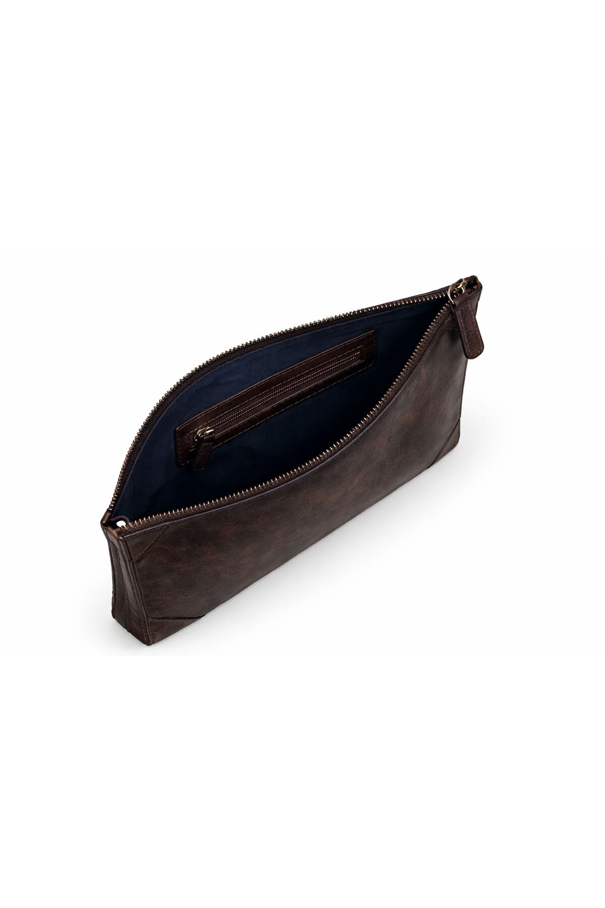 ÖzkanAccessory Noctra Kahverengi Deri Clutch, Kartlıklı, Telefon Bölmeli, Fermuarlı İç Cepli Unisex El Çantası görsel 4