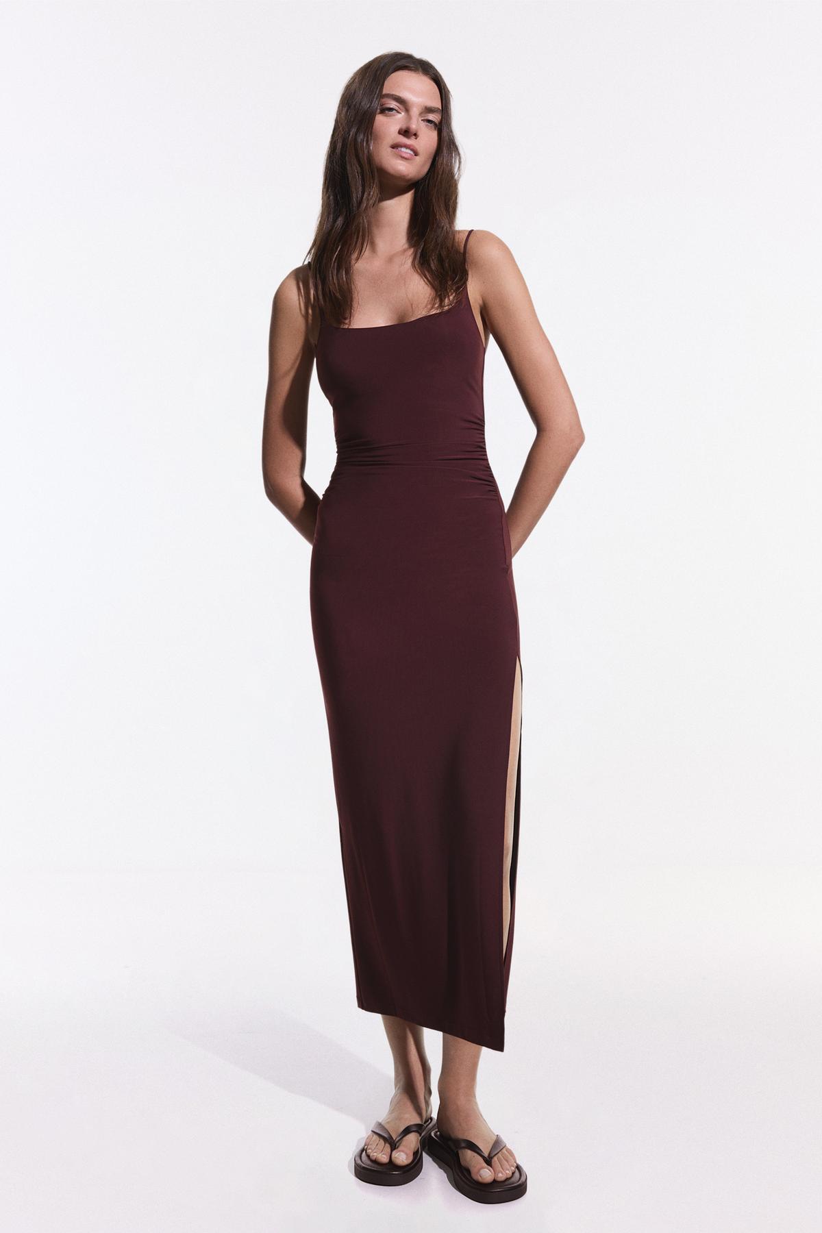 Bershka  Büzgülü askılı midi elbise