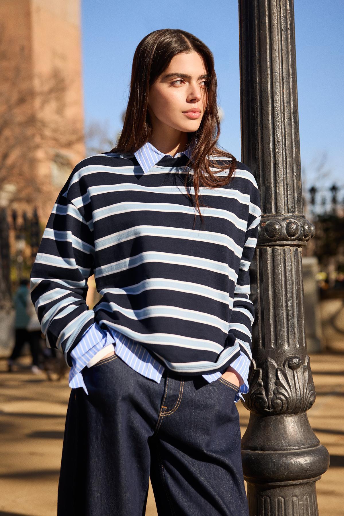 Bershka  Çizgili bisiklet yaka kazak - Görsel 4