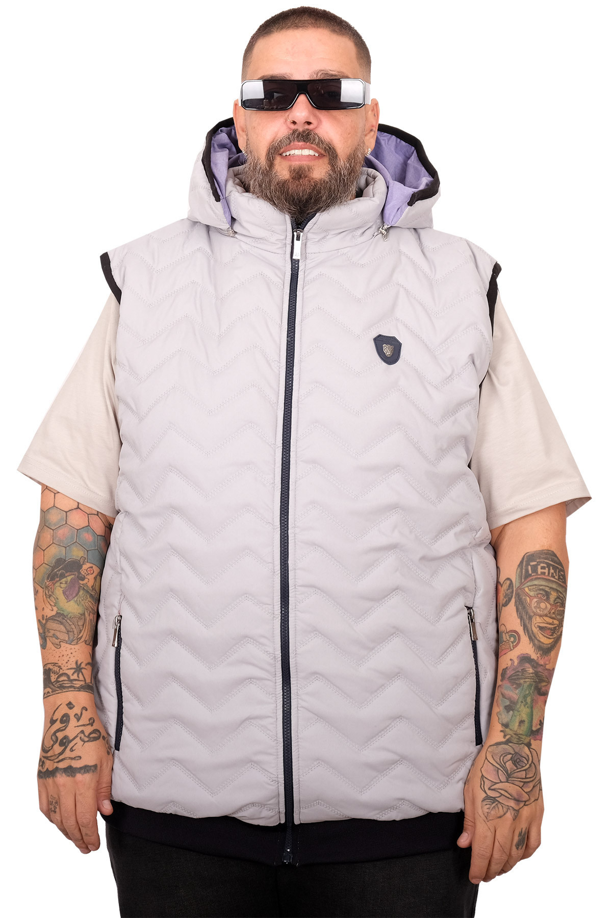 ModeXL Mode XL Büyük Beden Erkek Kapitone Yelek U25722 gri