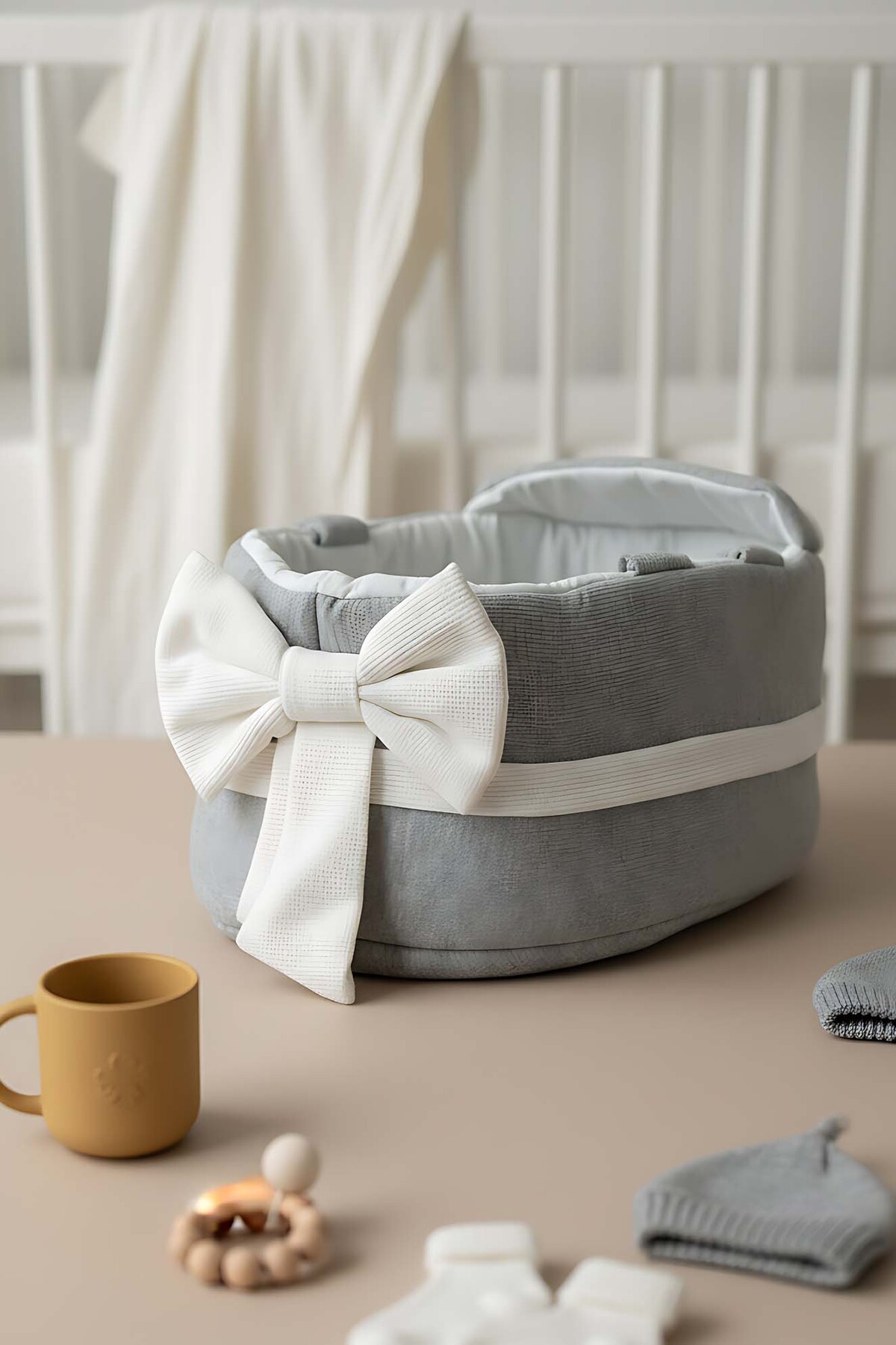 Rivaİstanbul Bow Kurdele Gri Bebek Taşıma Çantası fotoğrafı 3 (önizleme)