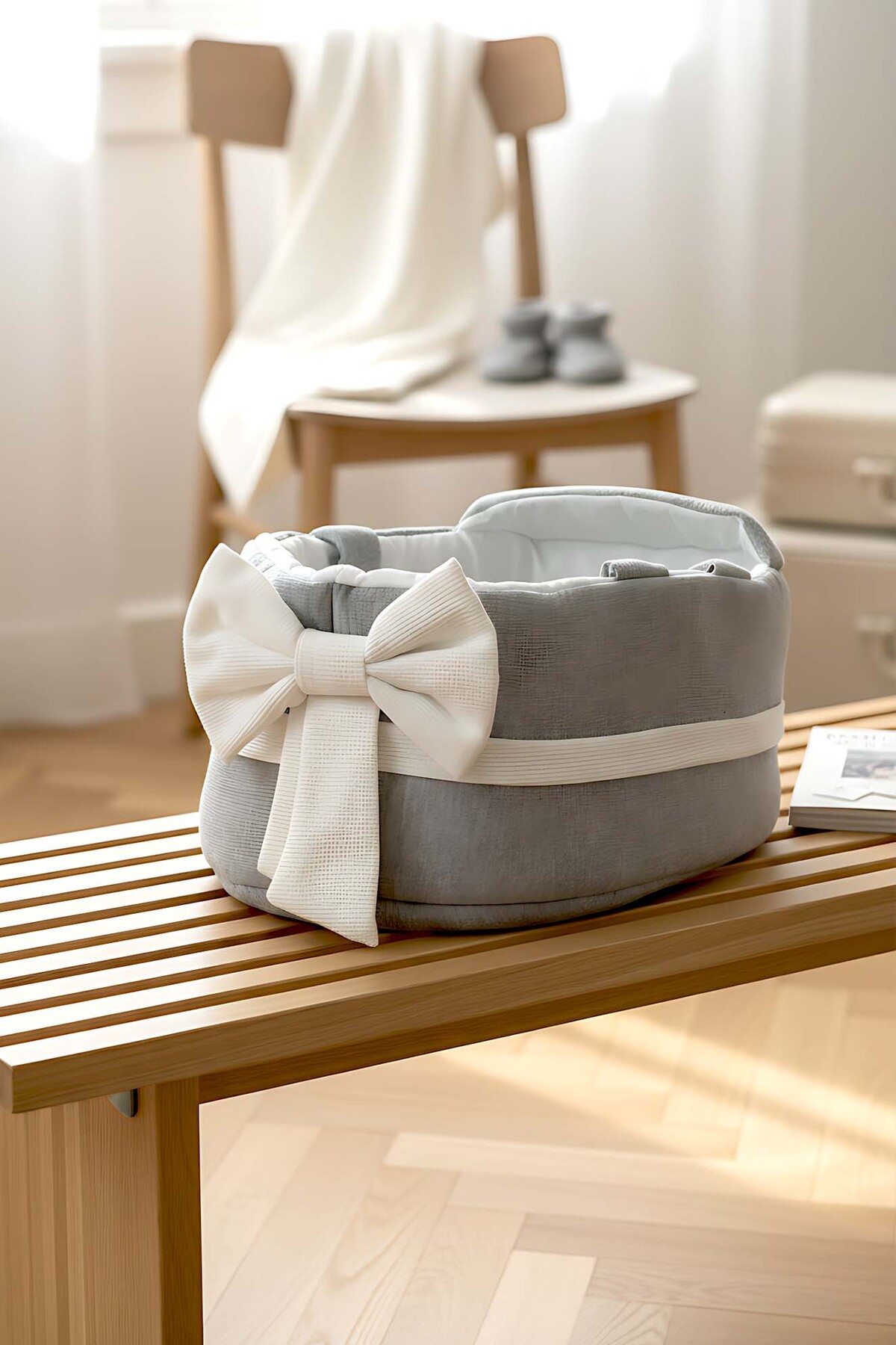 Rivaİstanbul Bow Kurdele Gri Bebek Taşıma Çantası fotoğrafı 5 (önizleme)