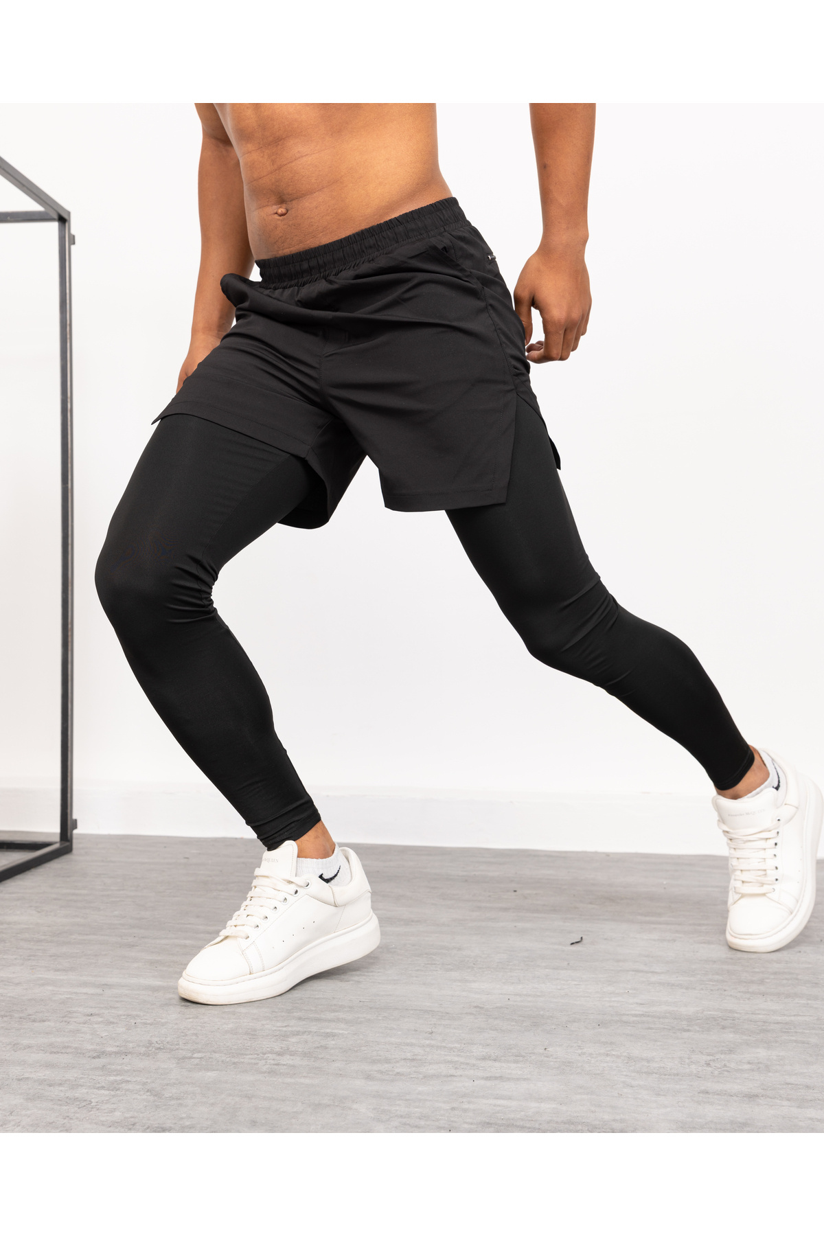 Gugus Erkek Uzun Taytlı Şort / Koşu Fitness Antrenman Spor Şortu