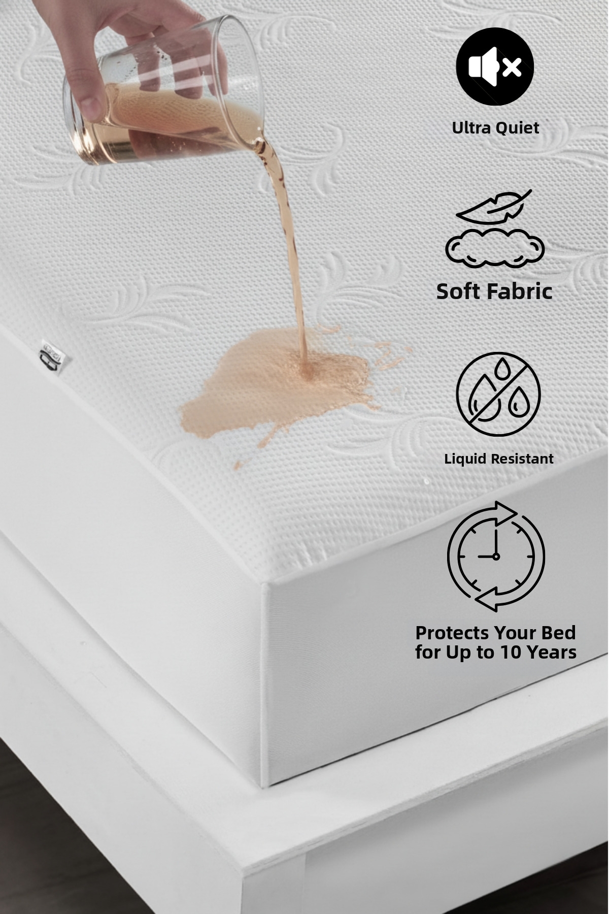 Formeya Puha bambusz mintás prémium vízálló matracvédő egyszemélyes dupla mér...