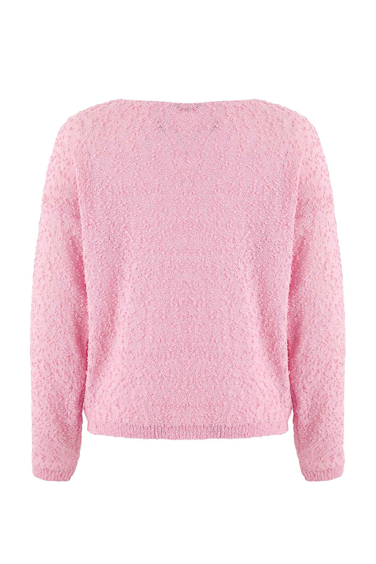 Trendyolmilla  Pembe Dokulu Kayık Yaka Triko Kazak TWOSS26KZ00007 - Görsel 11