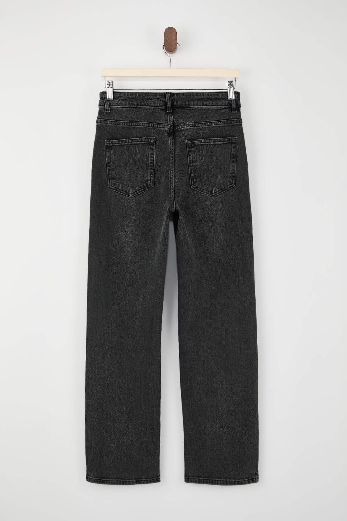 Trendyolmilla  Trendyolmilla Wardrope Essentials Siyah Yüksek Bel Az Esnek Straight Düz Kesim Jeans TWOSS26JE00095 - Görsel 6