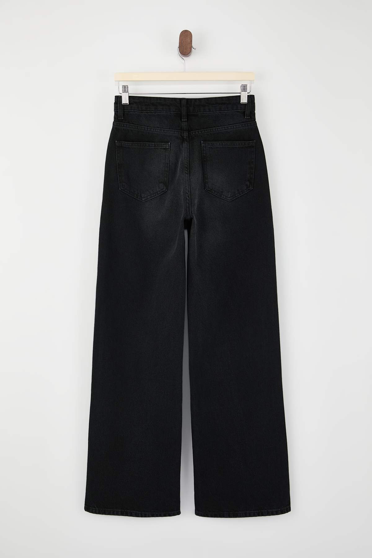 Trendyolmilla  Siyah Yüksek Bel Uzun Boy %100 Pamuk Wide Leg Jeans TWOSS26JE00130 - Görsel 6